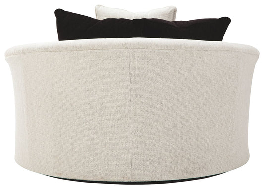 Cambri - Oversized Round Swivel Chair - Snow