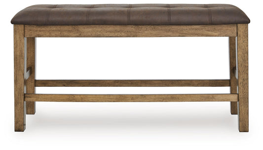 Urbinforte - Double Counter Height Upholstered Bench - Light Brown