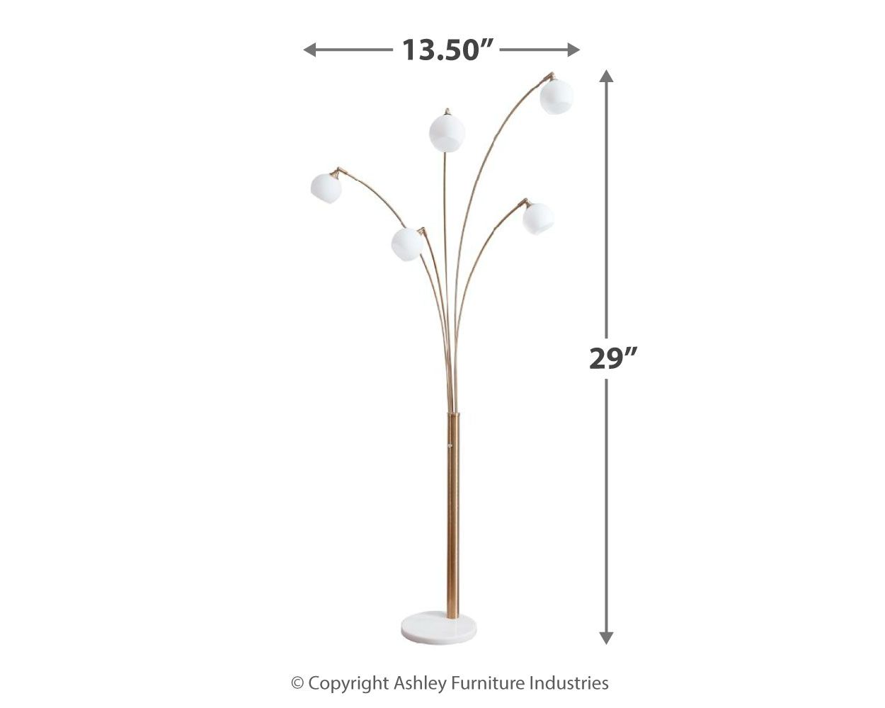 Taliya - Metal Arc Lamp - Champagne / White