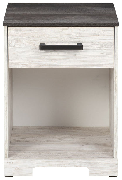 Shawburn - One Drawer Night Stand - Whitewash / Charcoal Gray