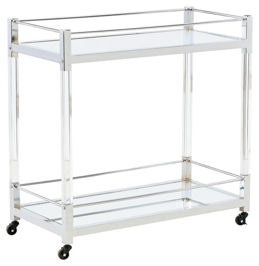 Chaseton - Bar Cart - Clear / Silver Finish