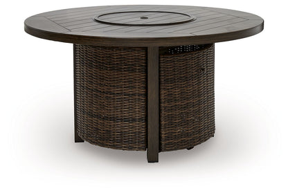 Monterey Point - Round Fire Pit Table - Dark Brown