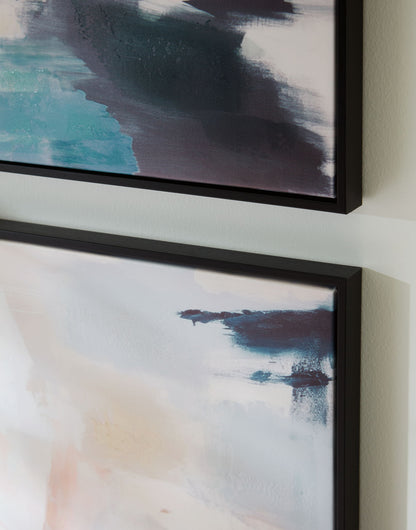 Caldish - Wall Art Set (Set of 2) - Blue / White / Pink