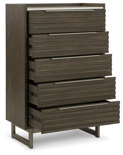 Arkenton - Five Drawer Chest - Grayish Brown / White
