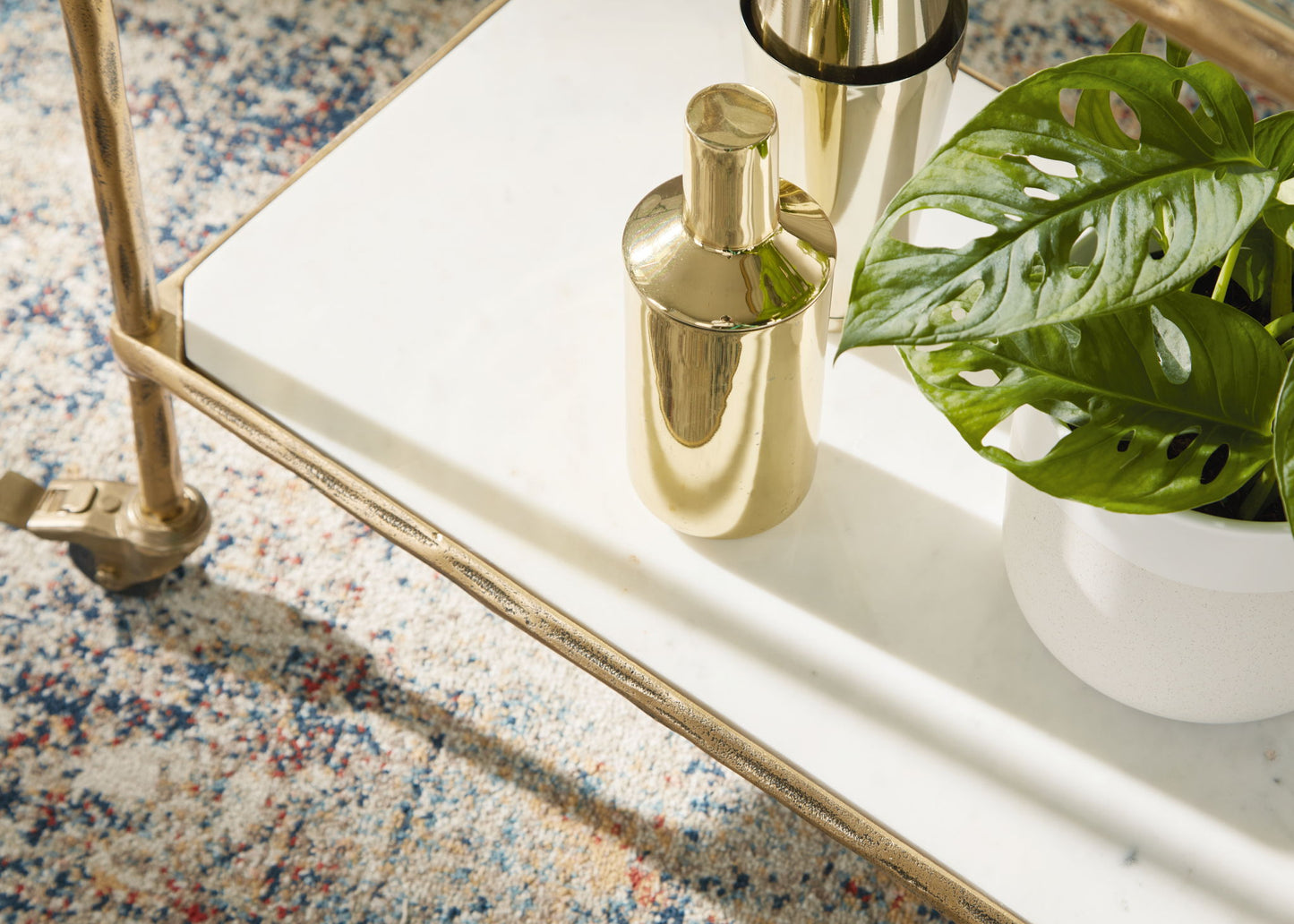 Plattfield - Bar Cart - Antique Gold Finish