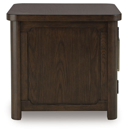 Breckington - Rectangular 2-door End Table - Dark Brown