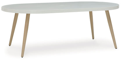 Seton Creek - Oval Dining Table With Umb Opt - White
