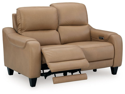 Mosswell - Power Reclining Loveseat With Adj Headrest - Toffee