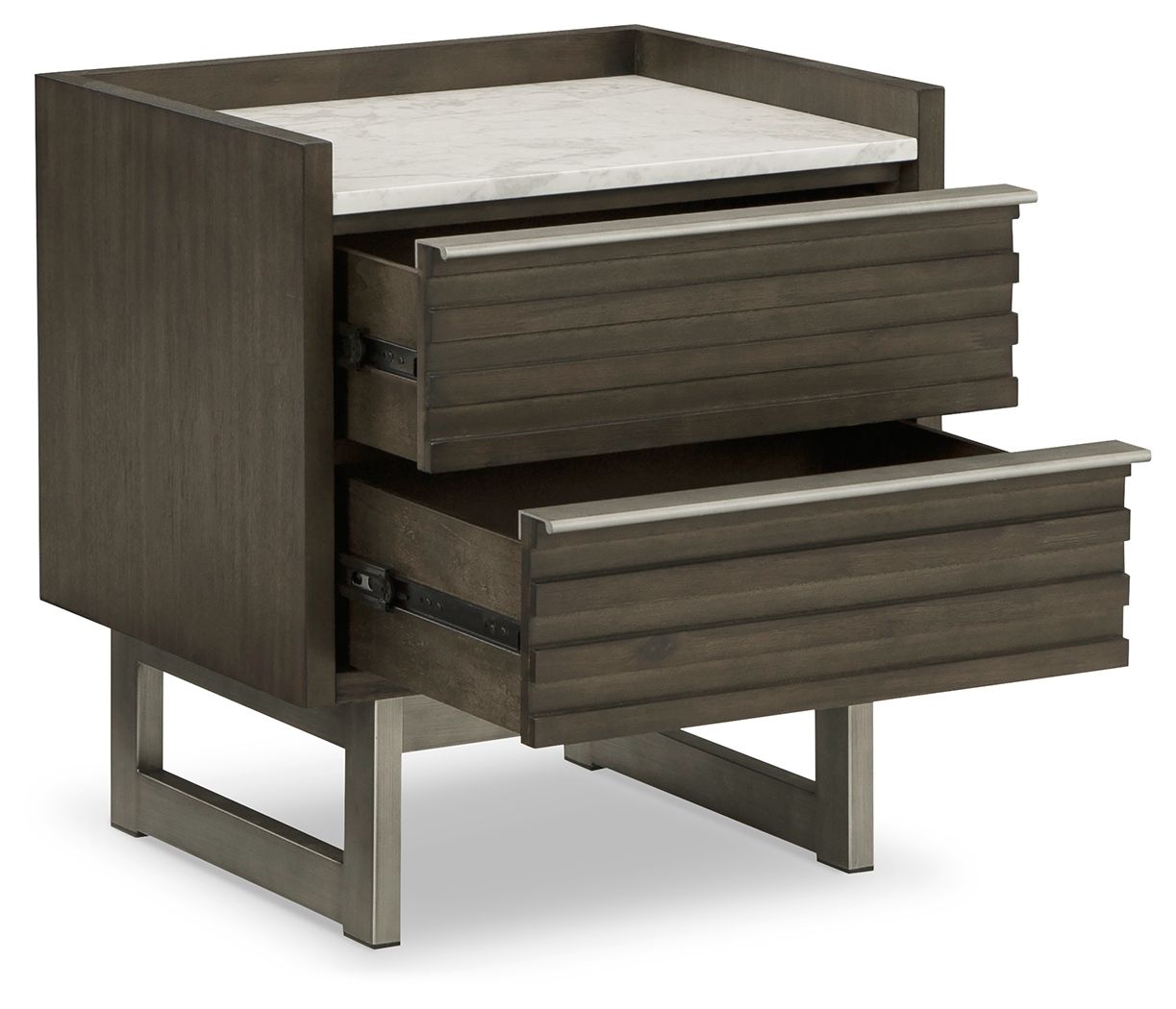 Arkenton - Two Drawer Night Stand - Grayish Brown / White