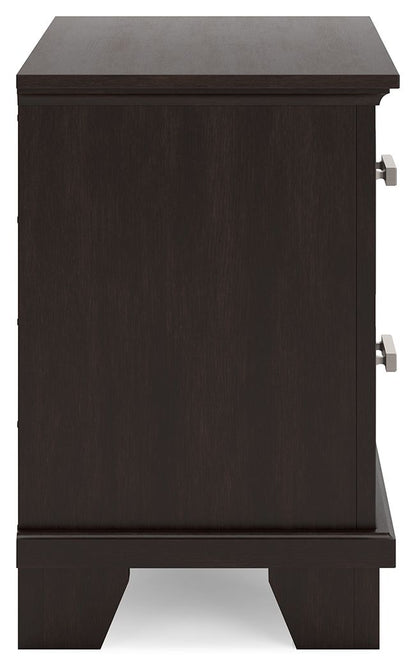 Covetown - Two Drawer Night Stand - Dark Brown