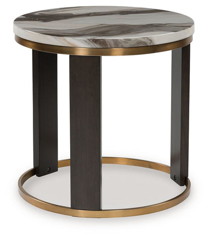Jazmore - Round End Table - Brown / Brass Finish