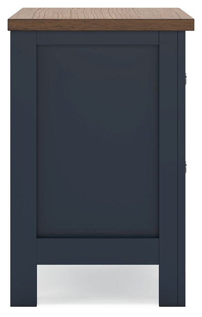 Landocken - Two Drawer Night Stand - Brown / Blue