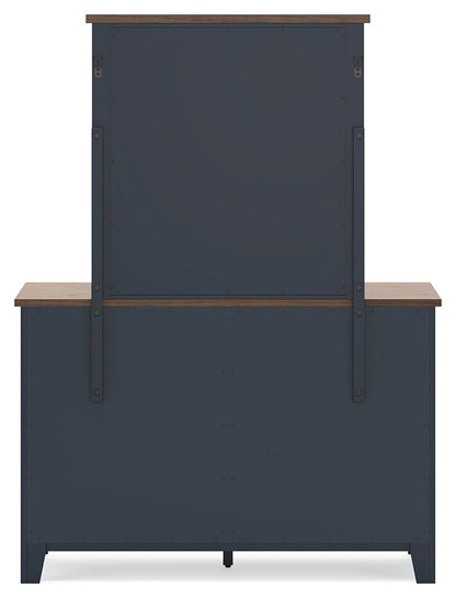 Landocken - Dresser and Mirror - Brown / Blue