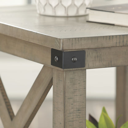 Aldwin - Rectangular End Table - Crossbuck Styling - Gray
