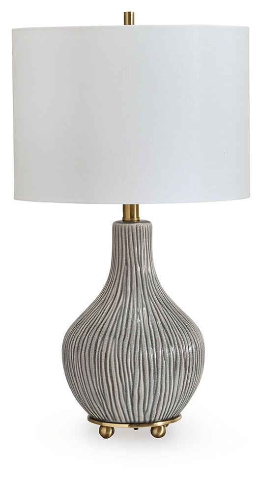 Judlen - Ceramic Table Lamp - Gray / Gold Finish