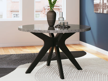 Glinari - Round Dining Room Table - Taupe / Black