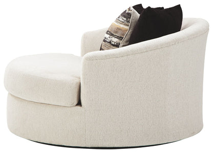 Cambri - Oversized Round Swivel Chair - Snow