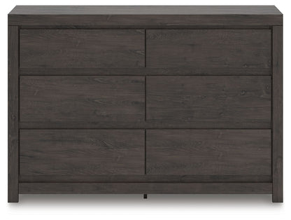 Fraluna - Six Drawer Dresser - Charcoal