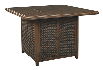 Paradise Trail - Square Bar Table w/Fire Pit - Medium Brown