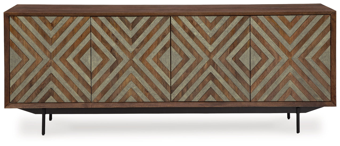Dreggan - Accent Cabinet - Brown / Gold Finish