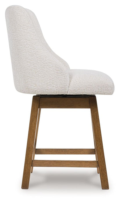Cabalynn - Upholstered Swivel Barstool (Set of 2) - Oatmeal / Light Brown