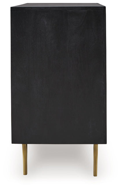 Tayner - Accent Cabinet - Black / Gold Finish