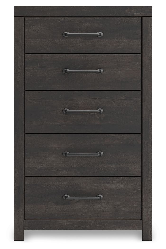 Hollivern - Five Drawer Chest - Dark Gray