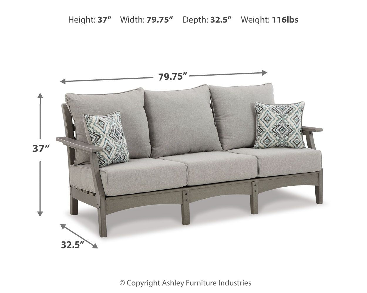 Visola - Sofa with Cushion - Gray