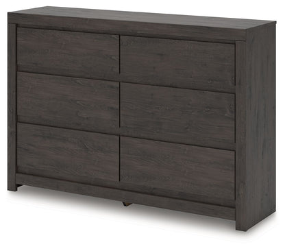 Fraluna - Six Drawer Dresser - Charcoal